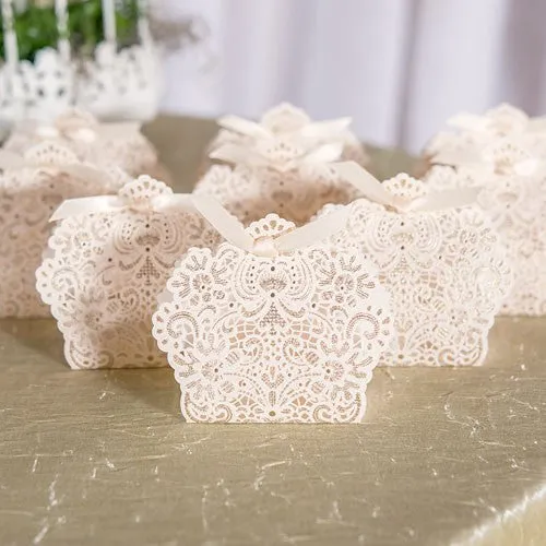 Foil and Lace Wedding Party Favor Box (Pack of 10)