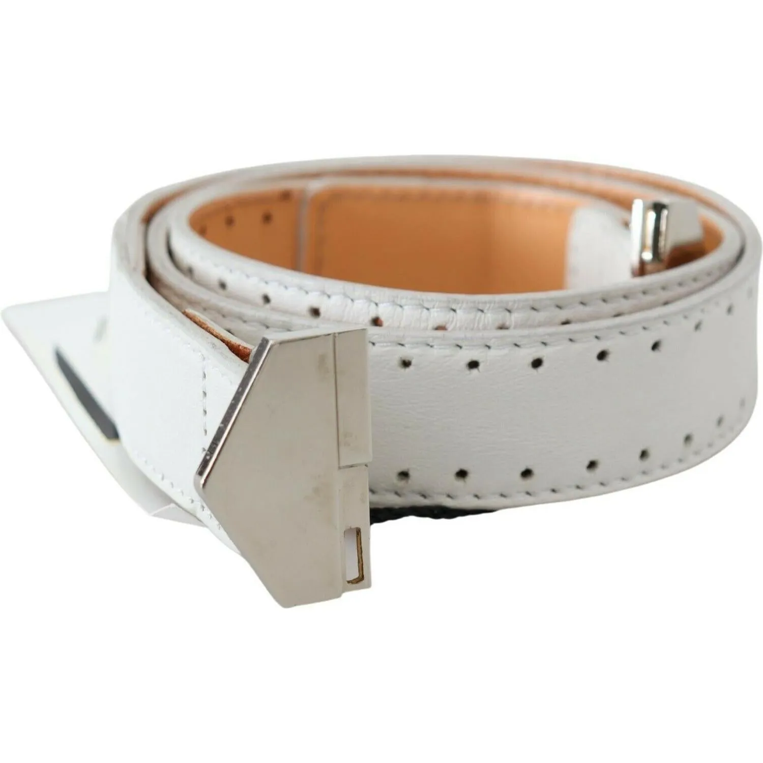 GF Ferre Elegant White Leather Fashion Belt