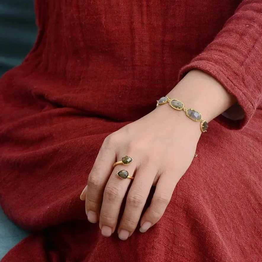 Gold Plated Labradorite Ring