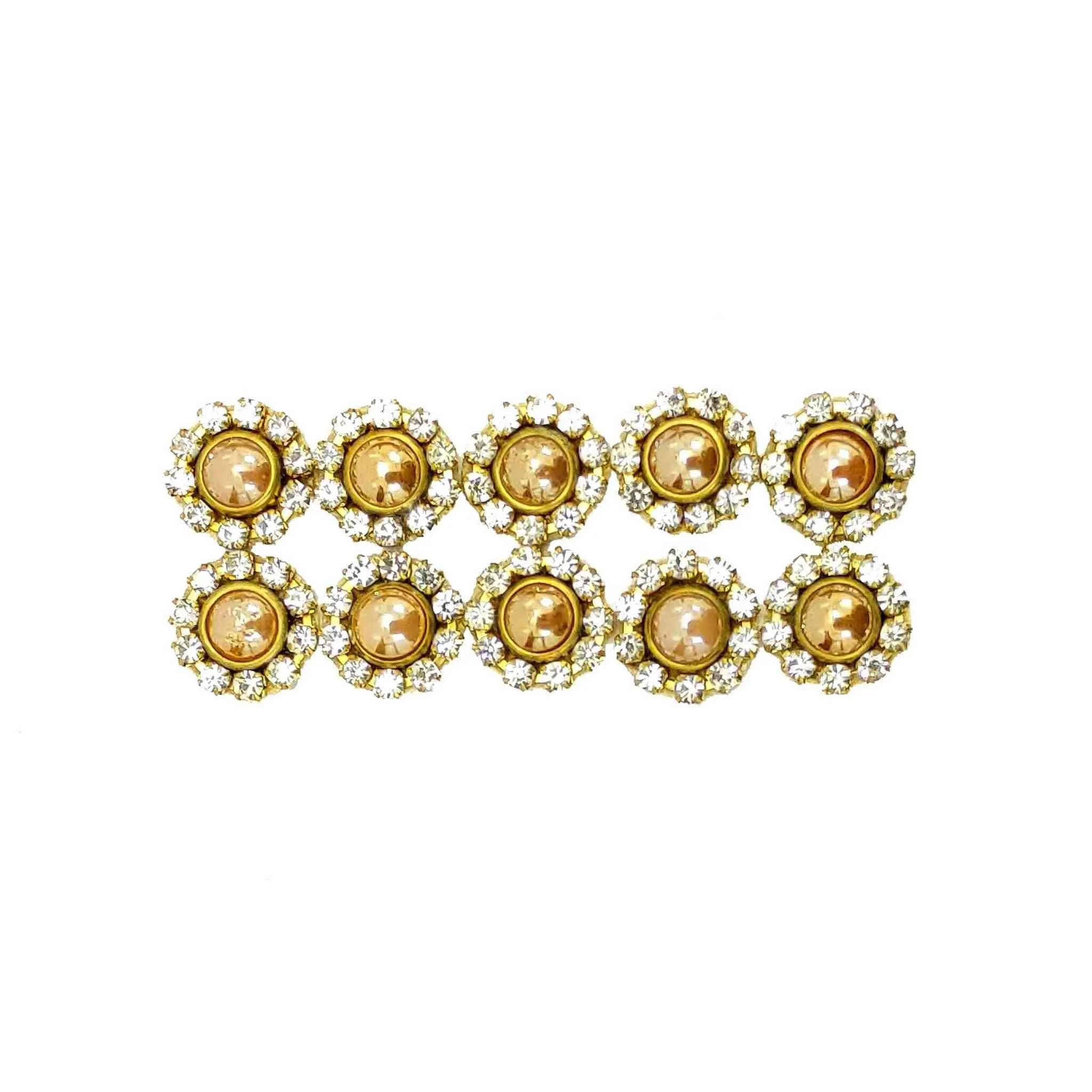 Golden Radiance Applique - Handcrafted with Elegant Crystals and a Lustrous Centerpiece