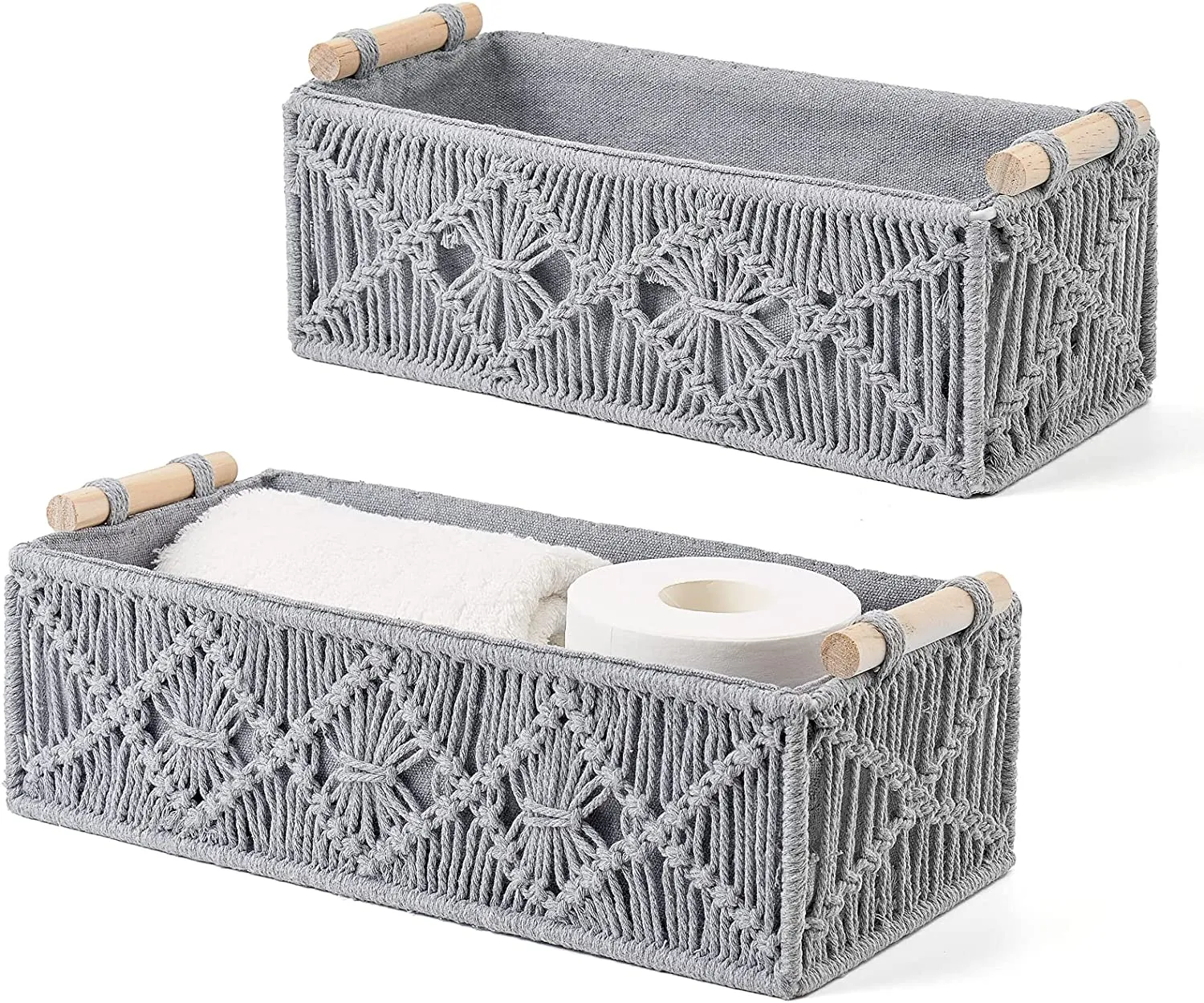 GRASP MACRAME BASKET GREY