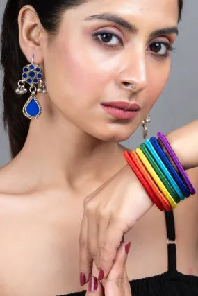 Handmade Set of 7 Colorful Silk Thread Rainbow Bangles - Unique, Vibrant Accessories