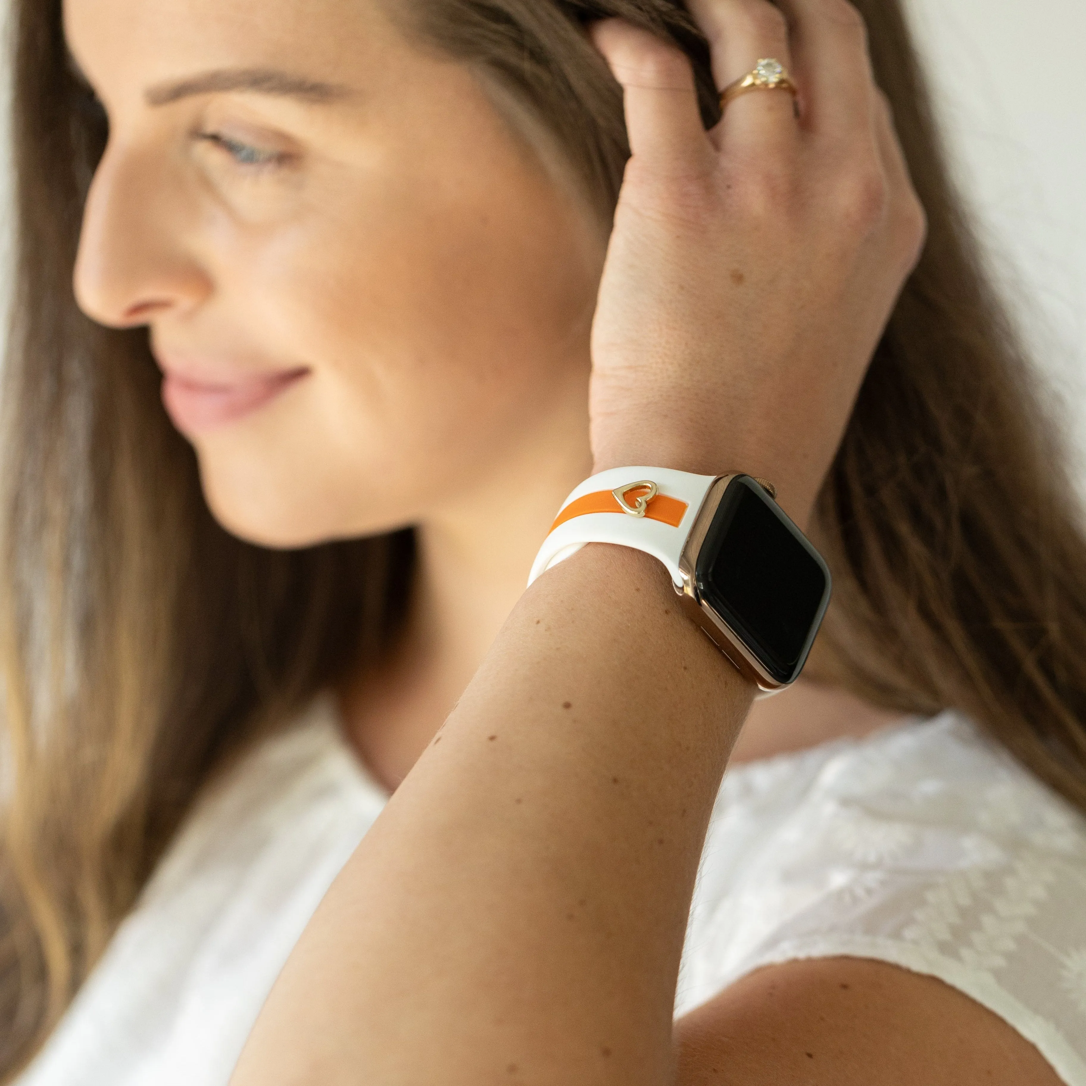 Heart to Love ♡ White & Orange Smart Watch Band