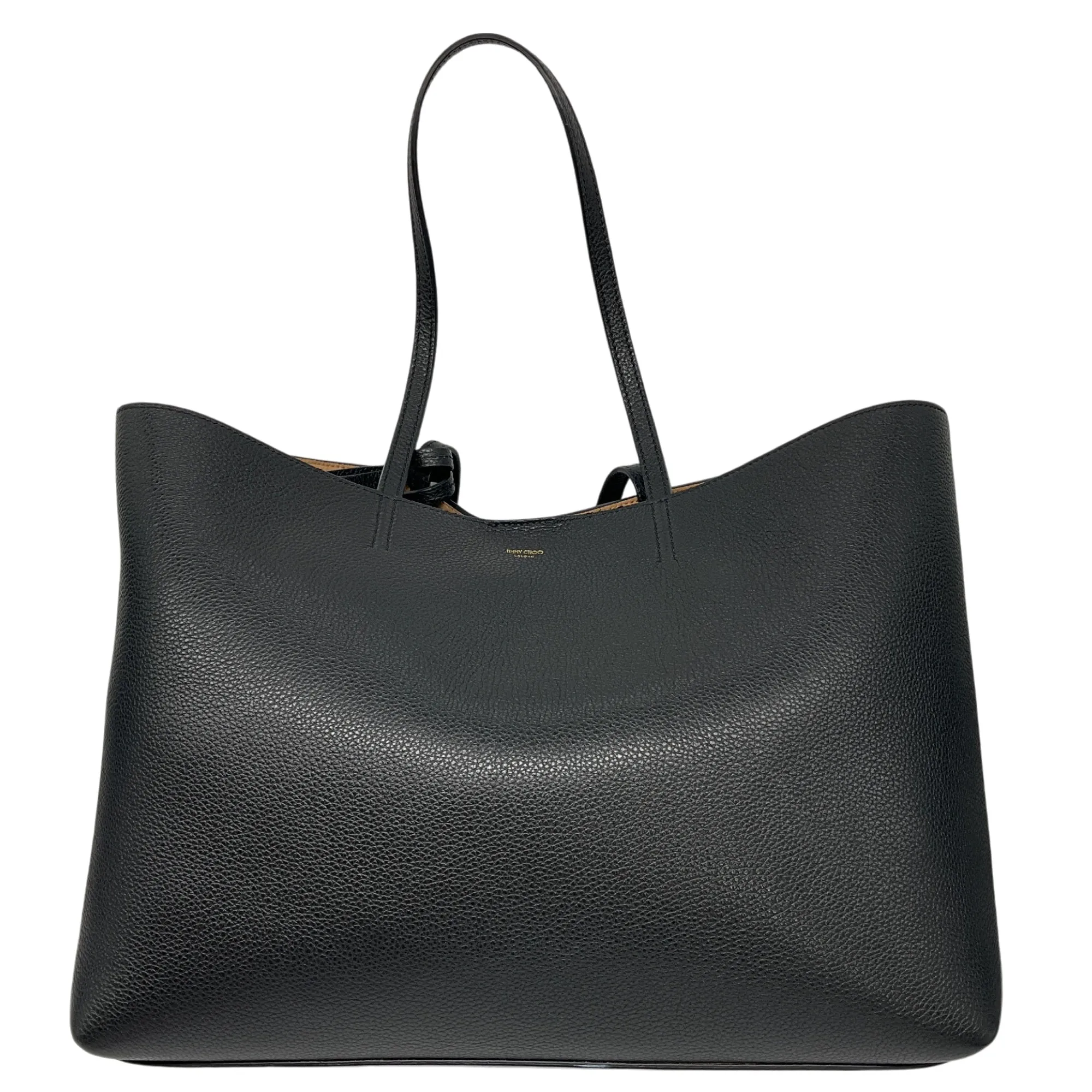 Jimmy Choo Black Pebbled Leather Tote Handbag