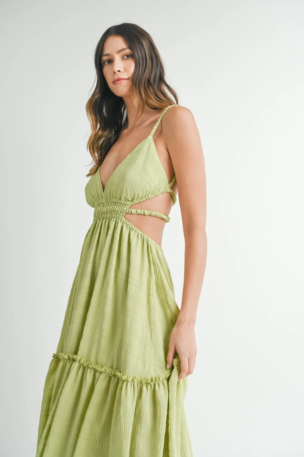 MABLE Cutout Waist Backless Maxi Dress