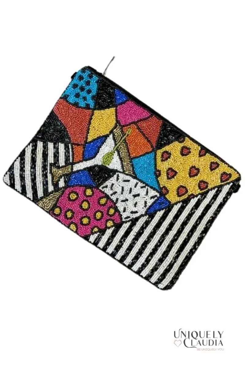 Martini Pop Art Beaded Clutch