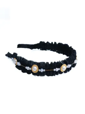 One Friday Black Pearl With Gold Chain Hairbands