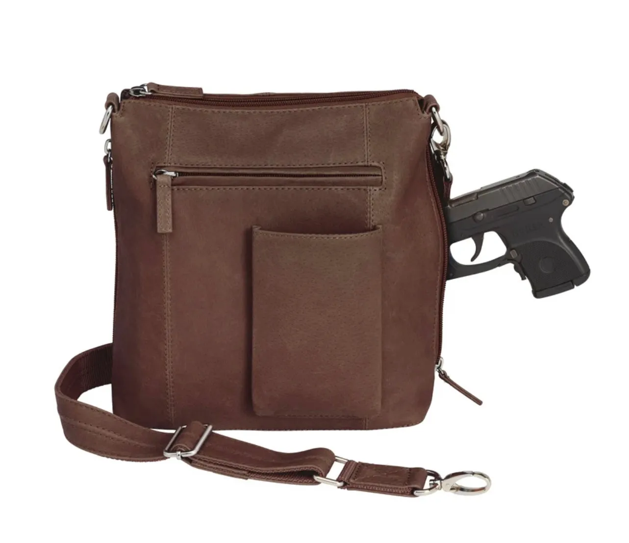 Perfect Leather Flat Sac Concealed Carry Crossbody Purse