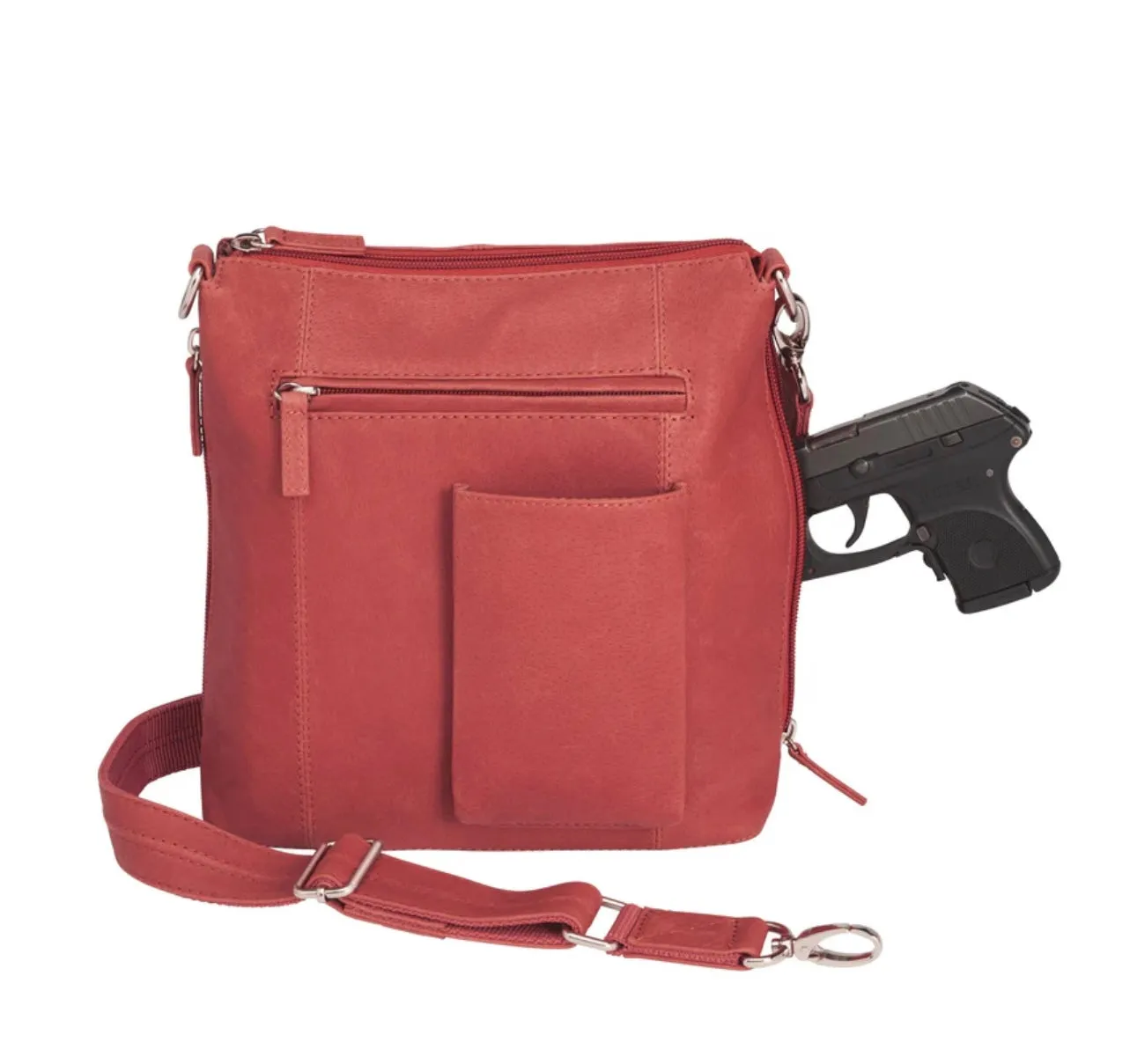 Perfect Leather Flat Sac Concealed Carry Crossbody Purse