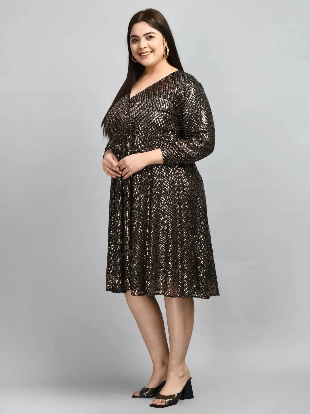 Plus Size Plus Size Black Sequin Dress