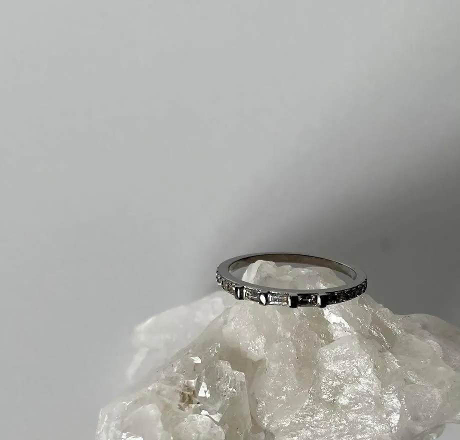 Raised Baguette Diamond Ring by Paula Rosen