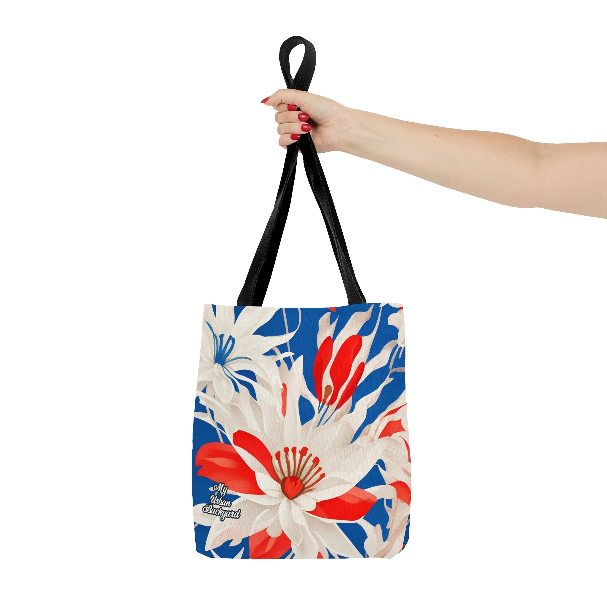 Red White & Blue Flowers, Tote Bag for Everyday Use - Durable and Functional