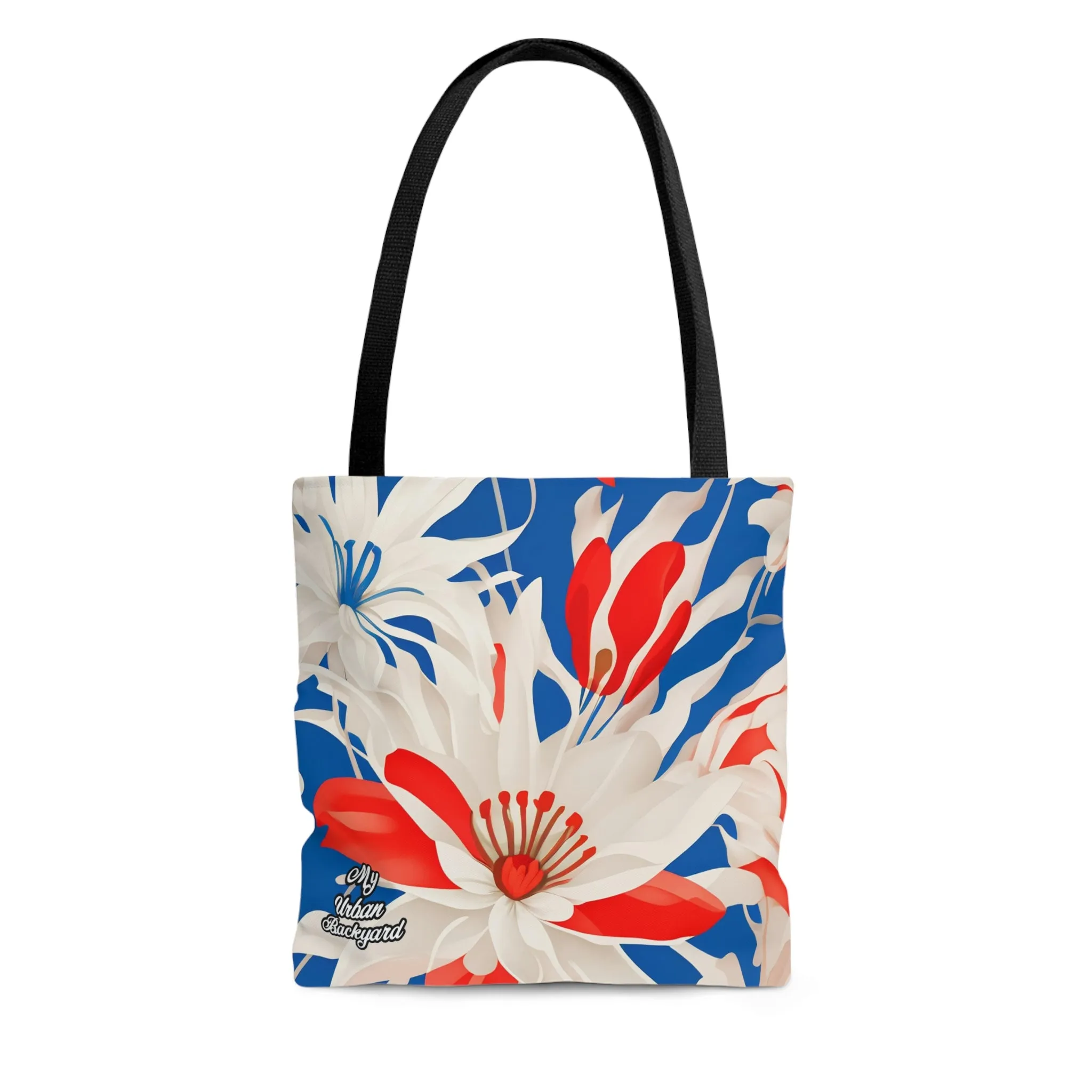 Red White & Blue Flowers, Tote Bag for Everyday Use - Durable and Functional