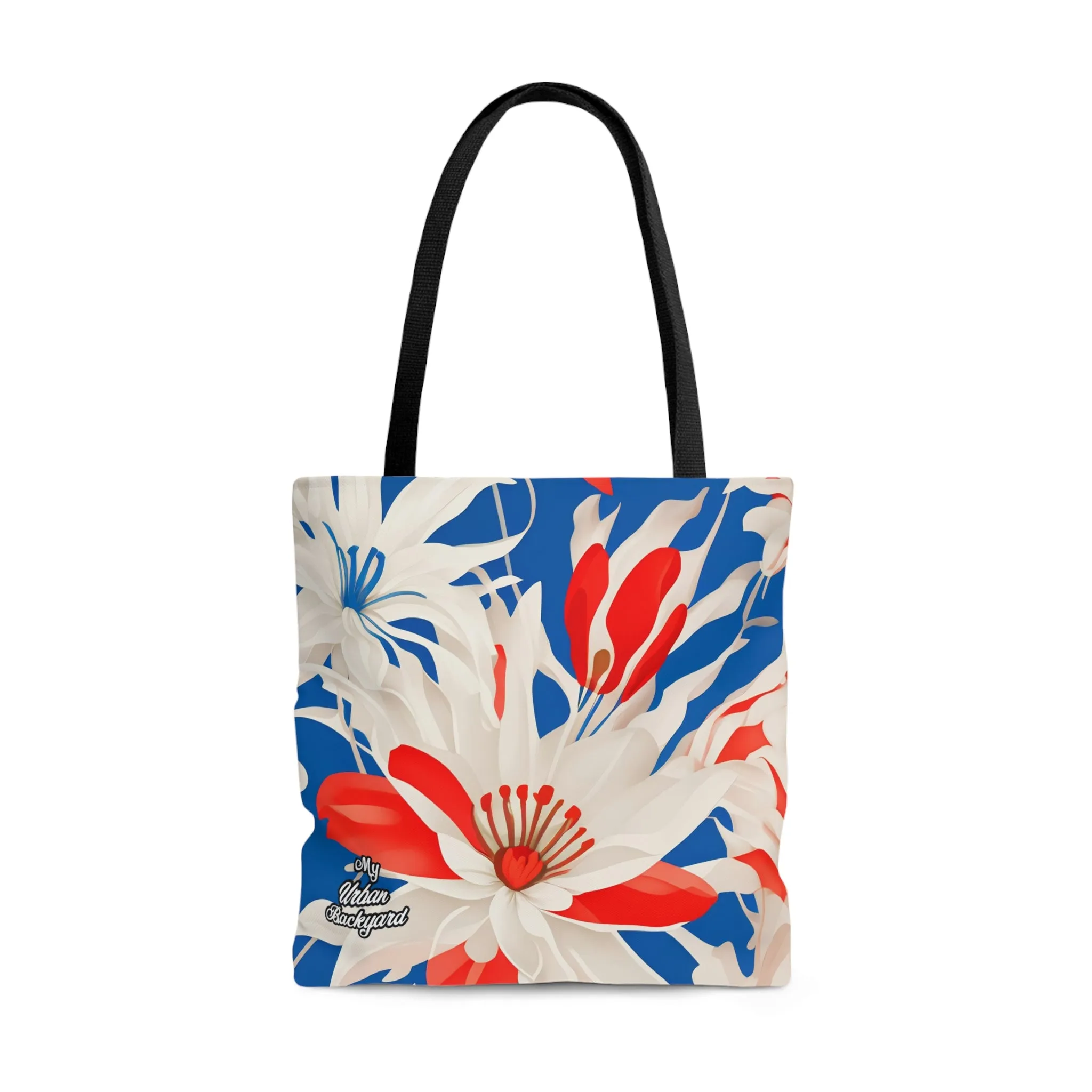 Red White & Blue Flowers, Tote Bag for Everyday Use - Durable and Functional