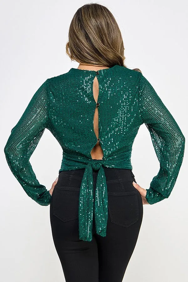 Sequin Long Sleeve Band Bottom Top - 3 colors