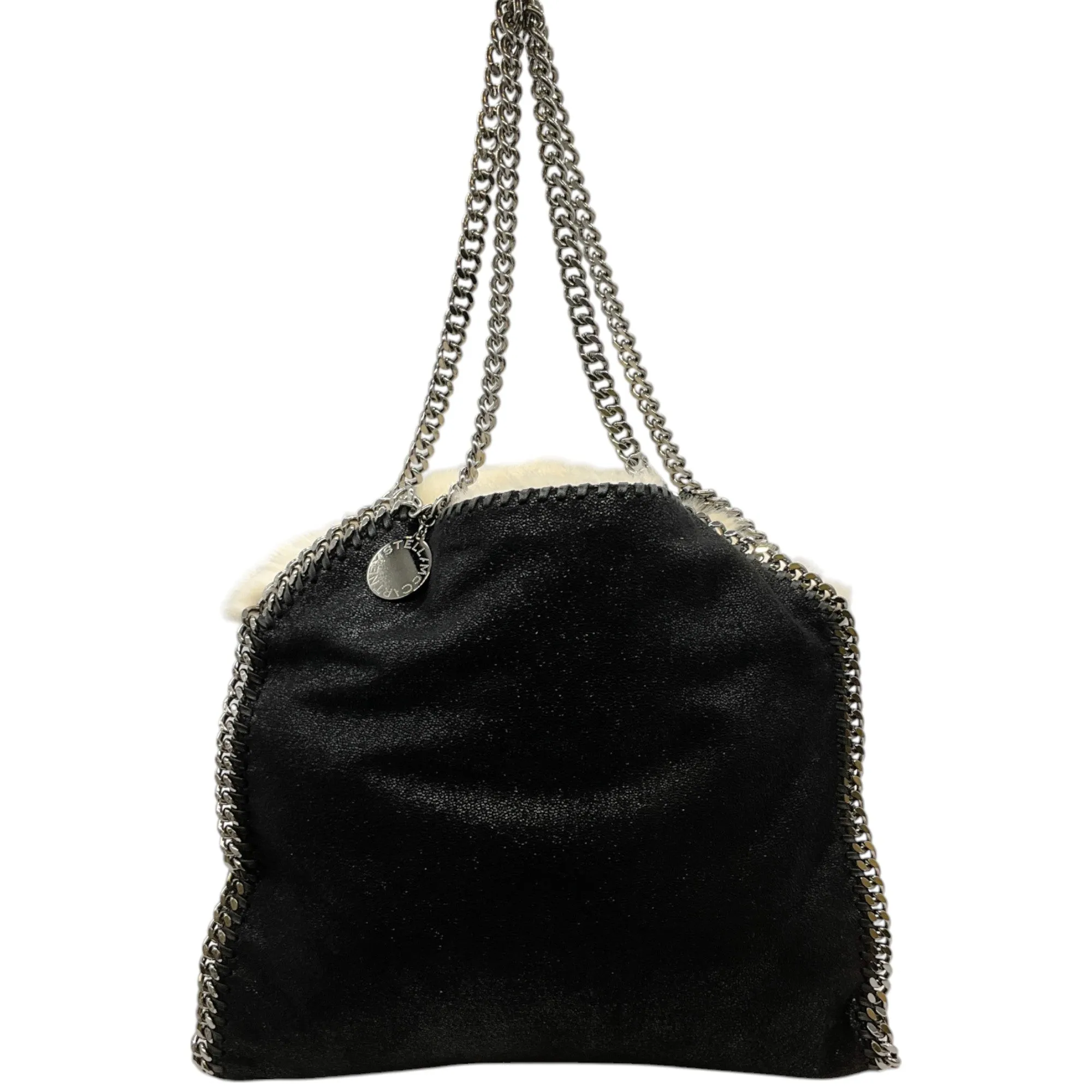 Stella McCartney Black Shaggy Deer Falabella Tote with Faux Fur Lining